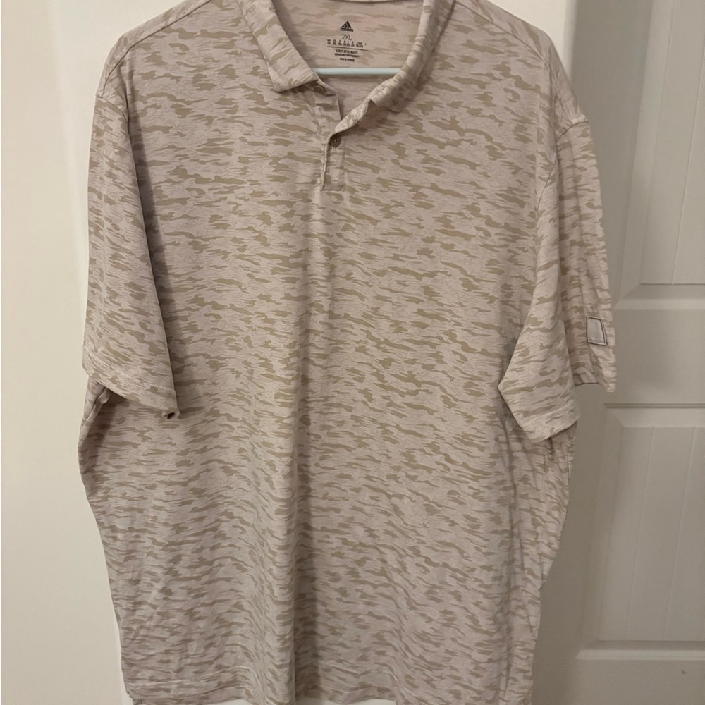 Adidas Men's Lightweight Polo Shirt in Beige Camo